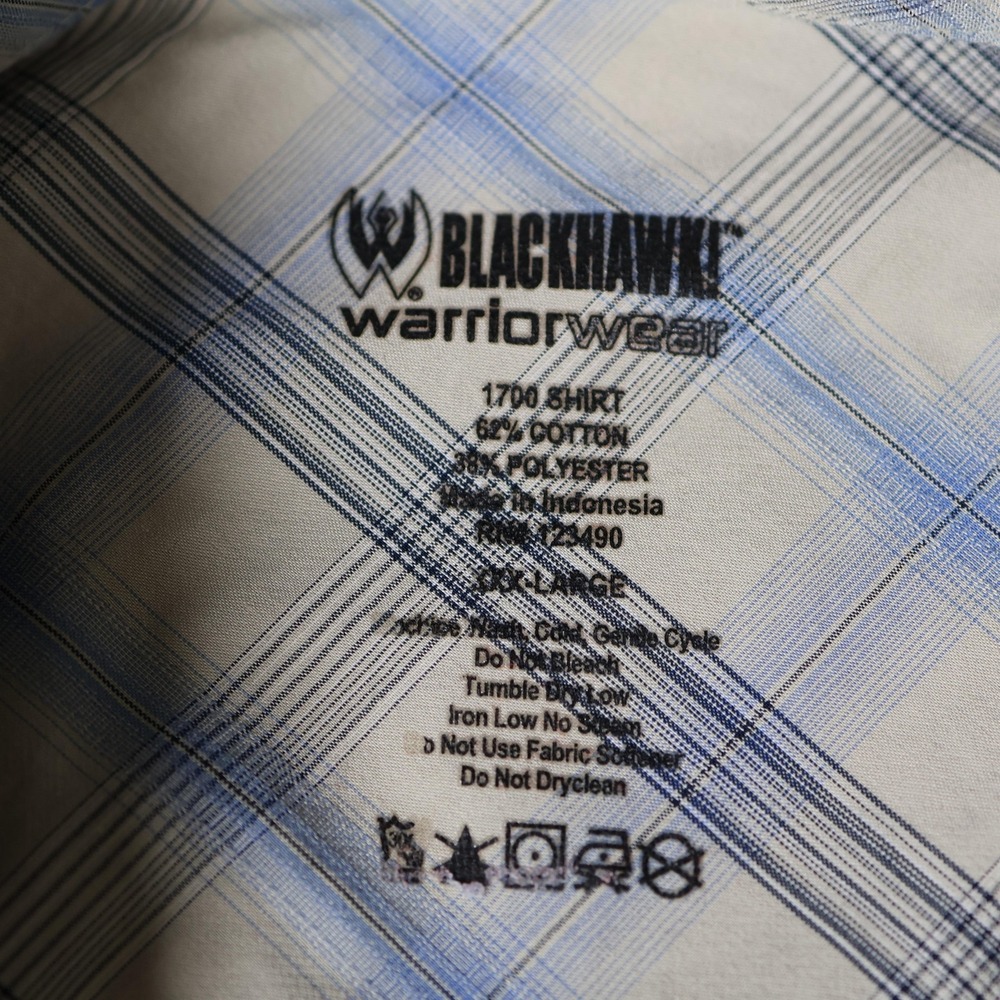 Blackhawk Warrior Wear 1700 Shirt Mens 3XL Beige Blue Plaid Tactical Pocket - Picture 10 of 10